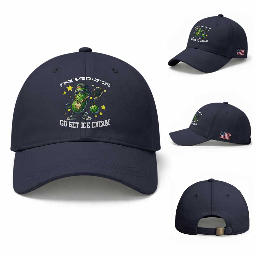 Funny Pickle Playing Pickleball Baseball Cap If You Want Soft Serve Eat Ice Cream