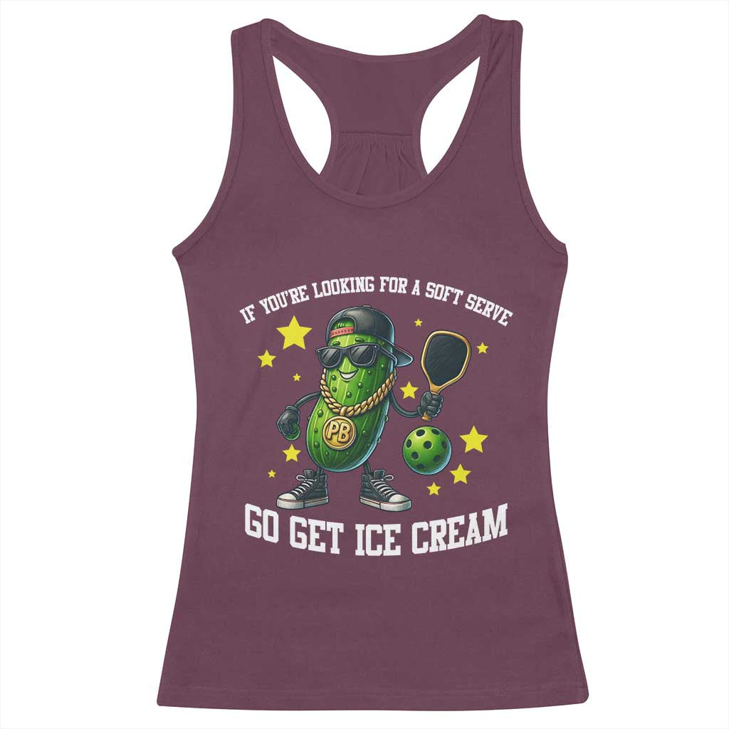 Funny Pickle Playing Pickleball Racerback Tank Top If You Want Soft Serve Eat Ice Cream - Wonder Print Shop