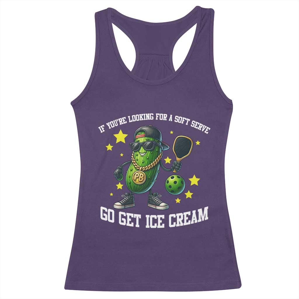 Funny Pickle Playing Pickleball Racerback Tank Top If You Want Soft Serve Eat Ice Cream - Wonder Print Shop