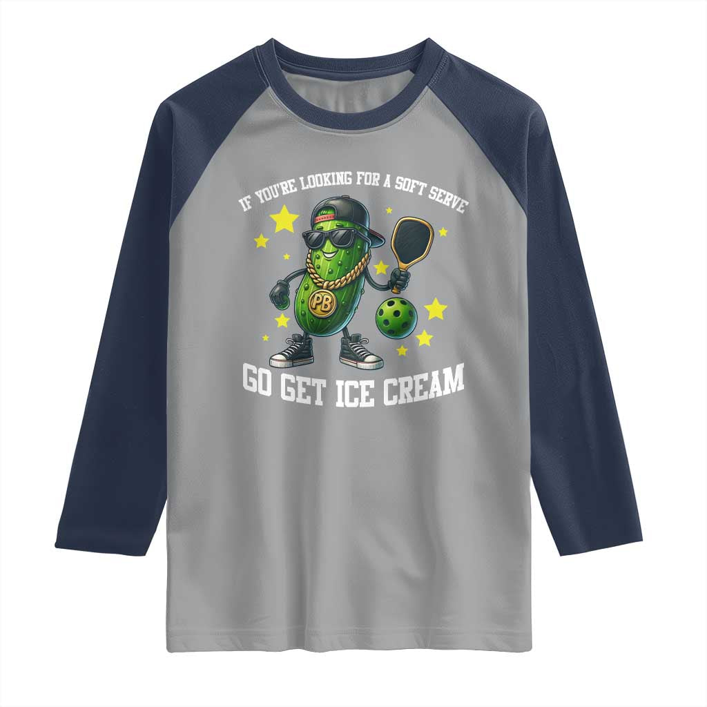Funny Pickle Playing Pickleball Raglan Shirt If You Want Soft Serve Eat Ice Cream - Wonder Print Shop