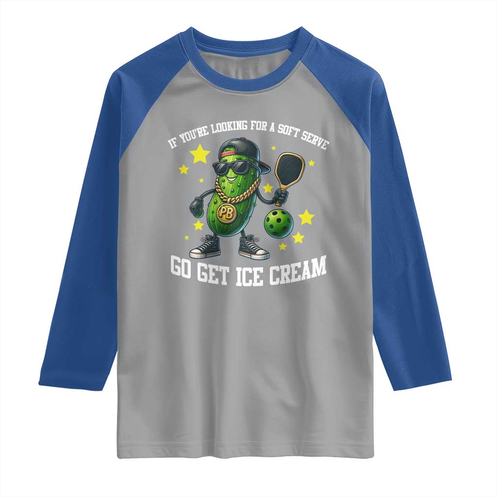 Funny Pickle Playing Pickleball Raglan Shirt If You Want Soft Serve Eat Ice Cream - Wonder Print Shop