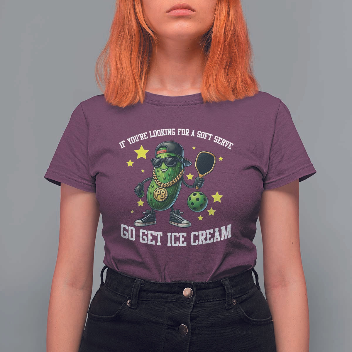 Funny Pickle Playing Pickleball T Shirt For Women If You Want Soft Serve Eat Ice Cream - Wonder Print Shop
