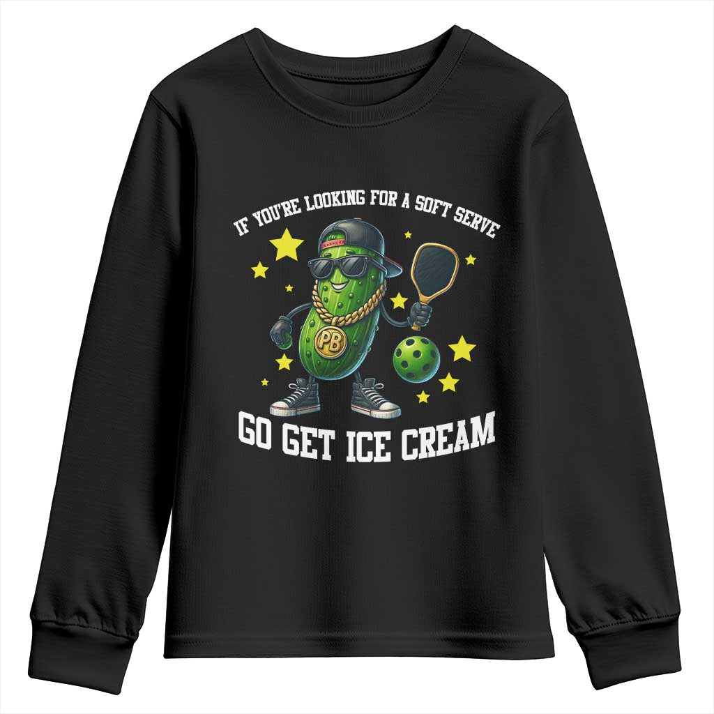 Funny Pickle Playing Pickleball Youth Sweatshirt If You Want Soft Serve Eat Ice Cream - Wonder Print Shop