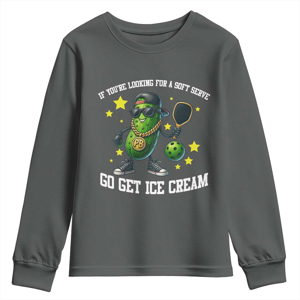 Funny Pickle Playing Pickleball Youth Sweatshirt If You Want Soft Serve Eat Ice Cream - Wonder Print Shop