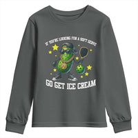Funny Pickle Playing Pickleball Youth Sweatshirt If You Want Soft Serve Eat Ice Cream - Wonder Print Shop