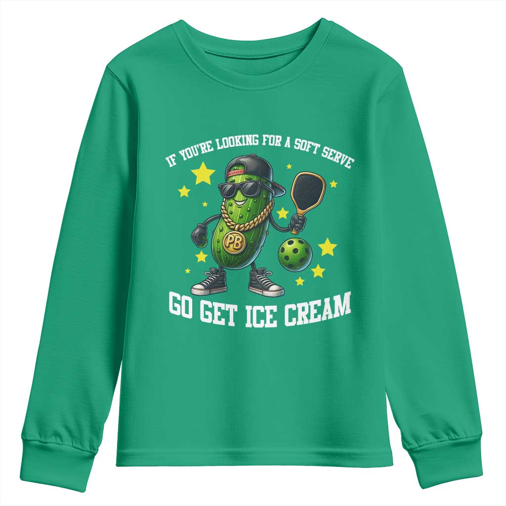 Funny Pickle Playing Pickleball Youth Sweatshirt If You Want Soft Serve Eat Ice Cream - Wonder Print Shop