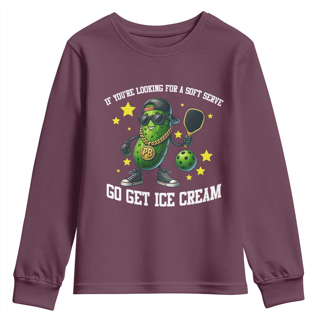 Funny Pickle Playing Pickleball Youth Sweatshirt If You Want Soft Serve Eat Ice Cream - Wonder Print Shop