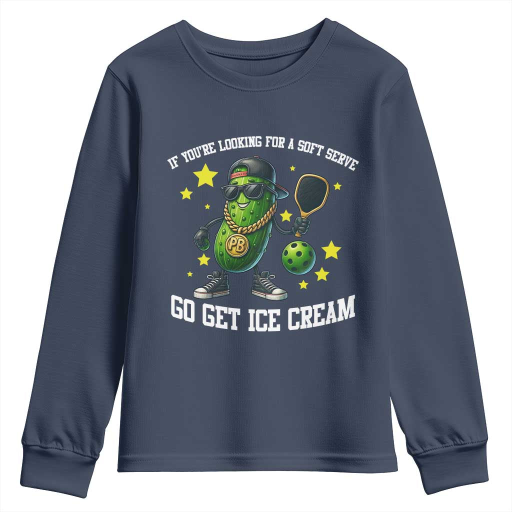 Funny Pickle Playing Pickleball Youth Sweatshirt If You Want Soft Serve Eat Ice Cream - Wonder Print Shop
