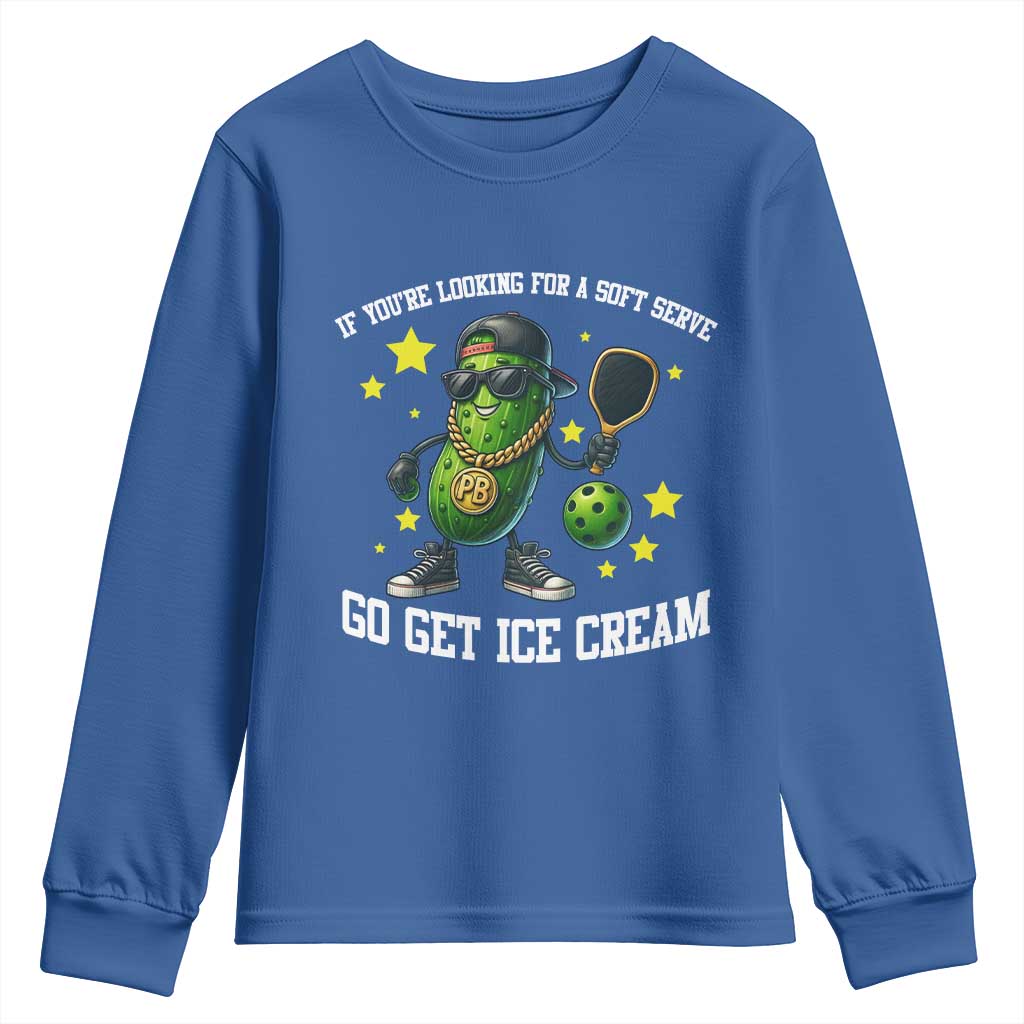 Funny Pickle Playing Pickleball Youth Sweatshirt If You Want Soft Serve Eat Ice Cream - Wonder Print Shop