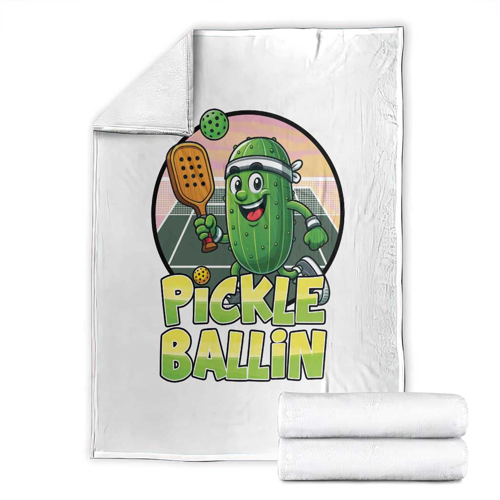 Funny Pickleball Lover Throw Blanket Pickle Ballin Quote - Wonder Print Shop