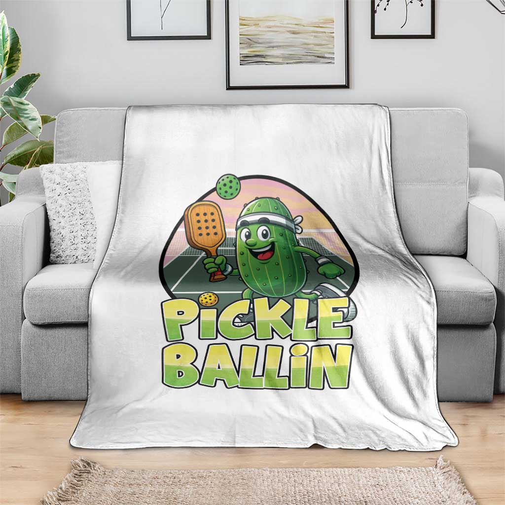 Funny Pickleball Lover Throw Blanket Pickle Ballin Quote - Wonder Print Shop