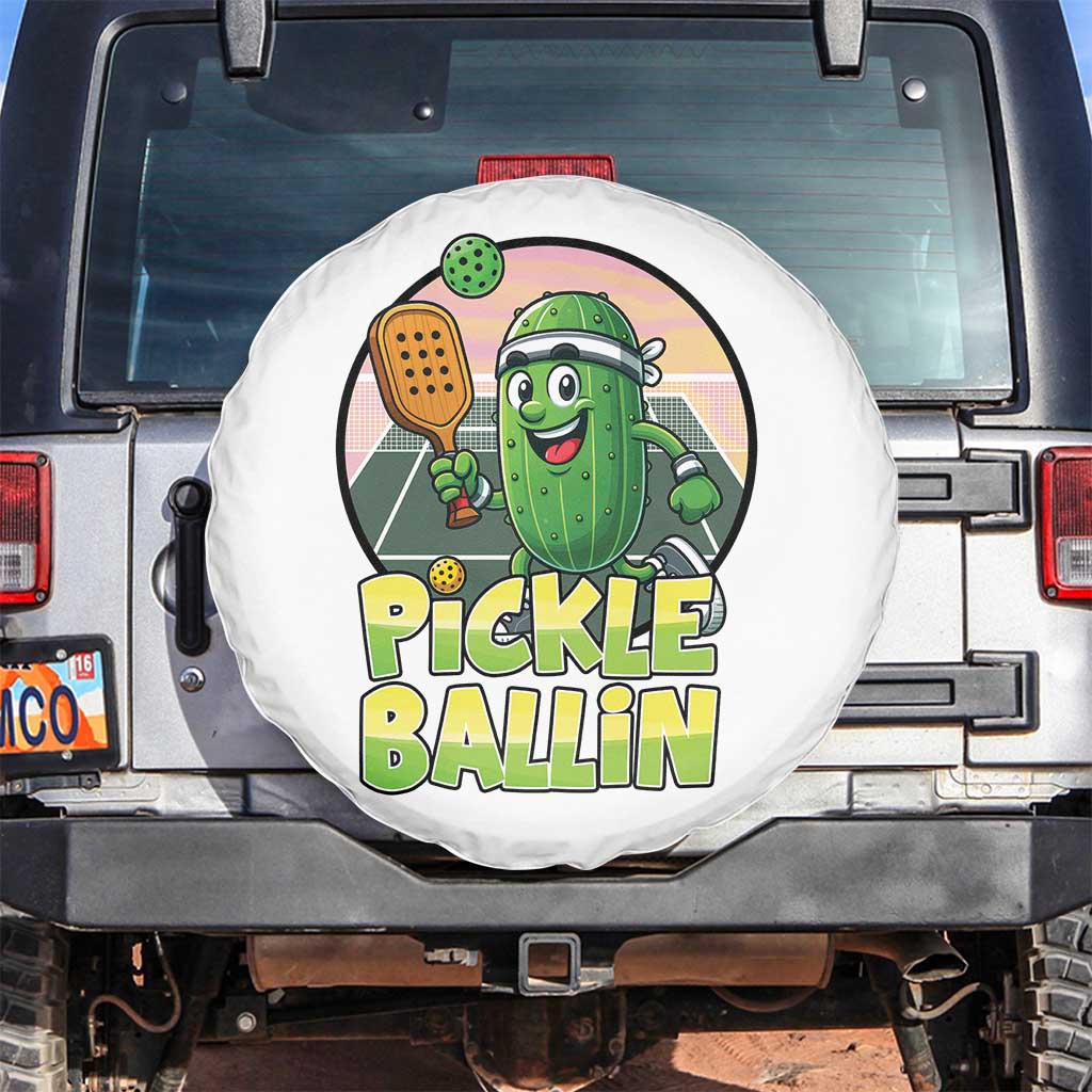 Funny Pickleball Lover Spare Tire Cover Pickle Ballin Quote - Wonder Print Shop