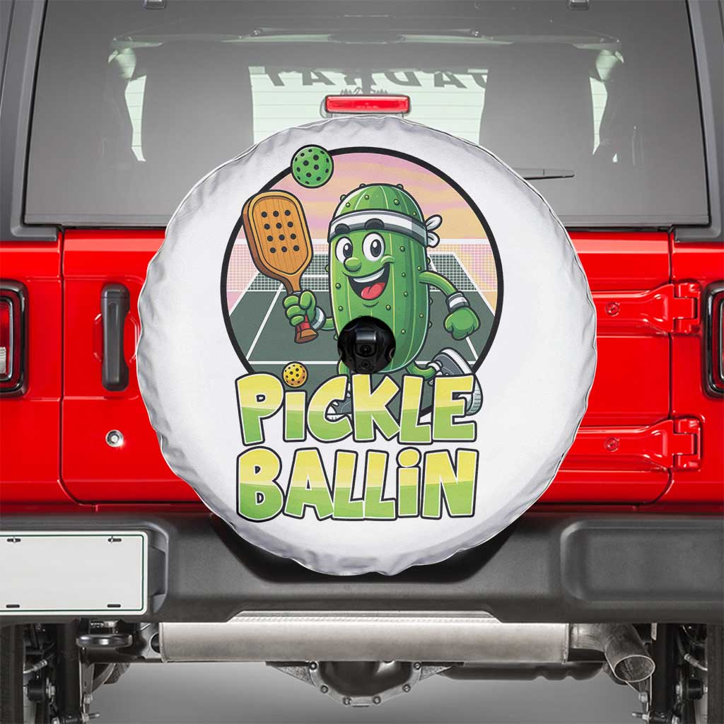 Funny Pickleball Lover Spare Tire Cover Pickle Ballin Quote - Wonder Print Shop