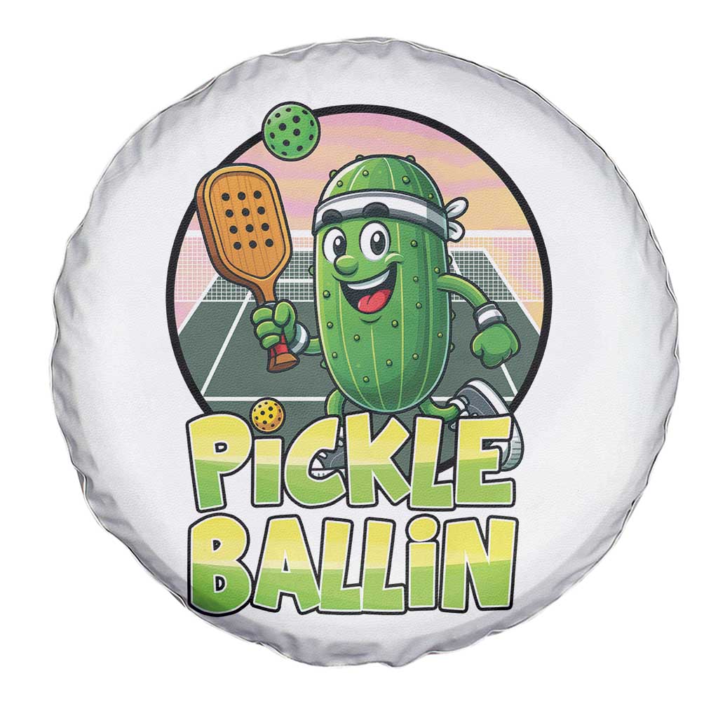 Funny Pickleball Lover Spare Tire Cover Pickle Ballin Quote - Wonder Print Shop