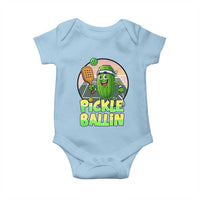 Funny Pickleball Lover Baby Onesie Pickle Ballin Quote - Wonder Print Shop