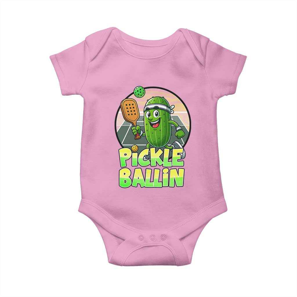 Funny Pickleball Lover Baby Onesie Pickle Ballin Quote - Wonder Print Shop
