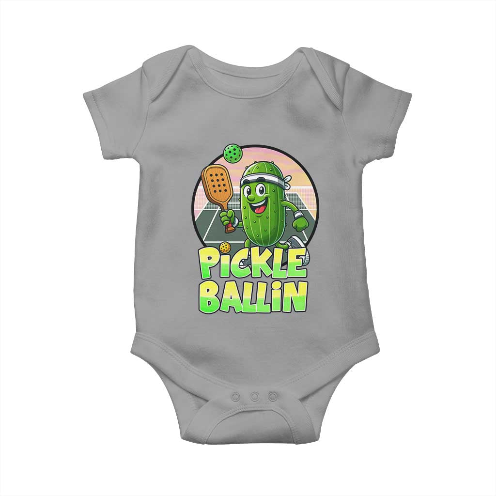 Funny Pickleball Lover Baby Onesie Pickle Ballin Quote - Wonder Print Shop