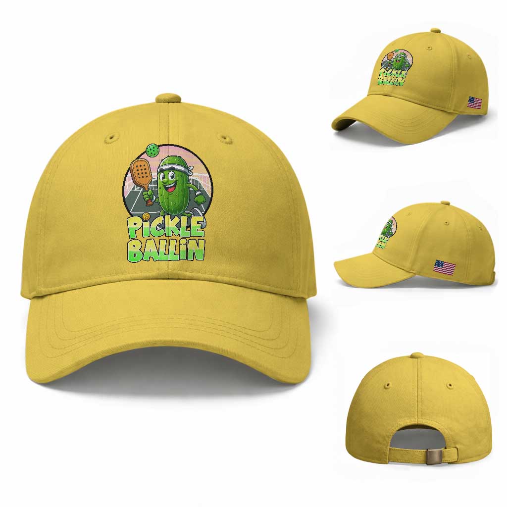 Funny Pickleball Lover Baseball Cap Pickle Ballin Quote