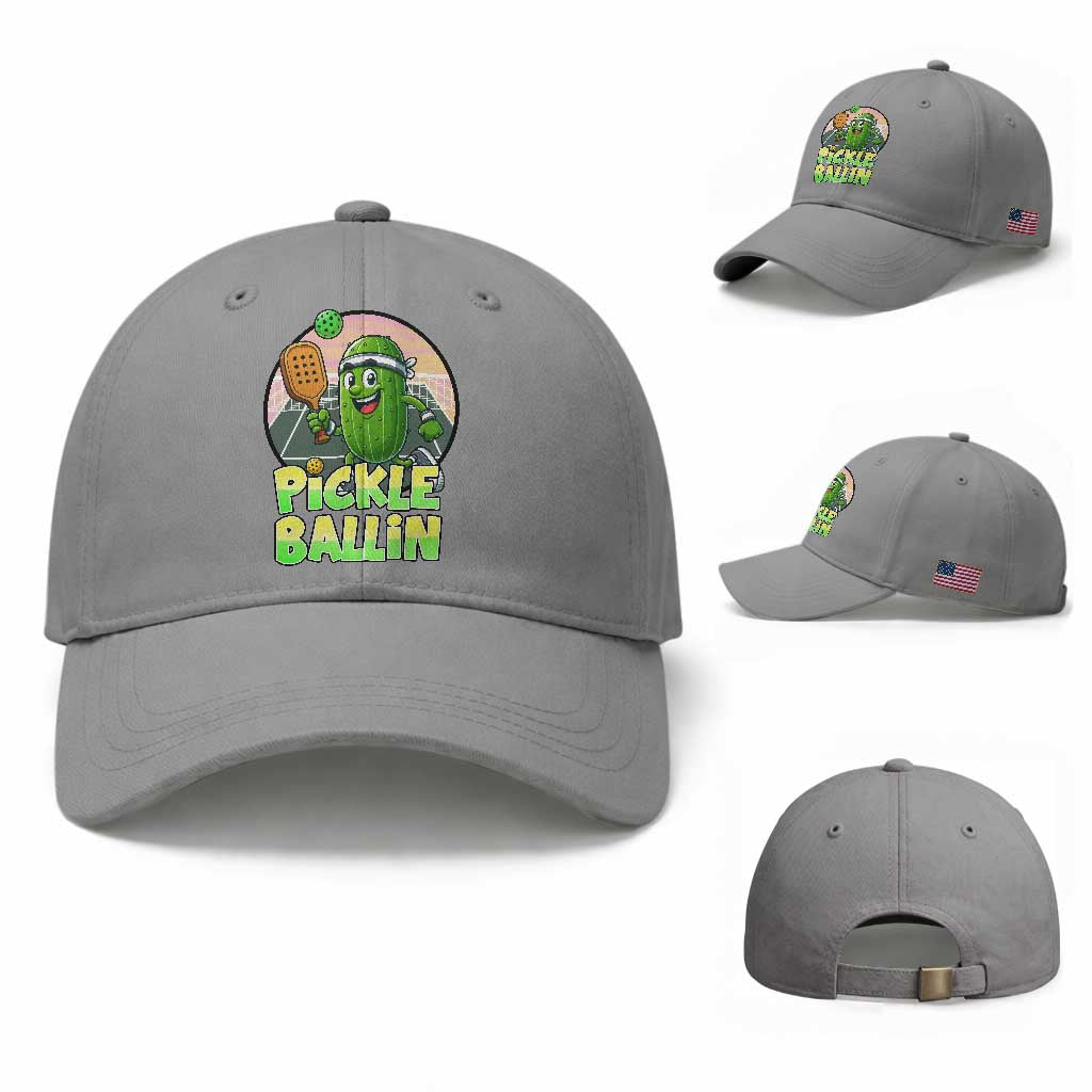 Funny Pickleball Lover Baseball Cap Pickle Ballin Quote
