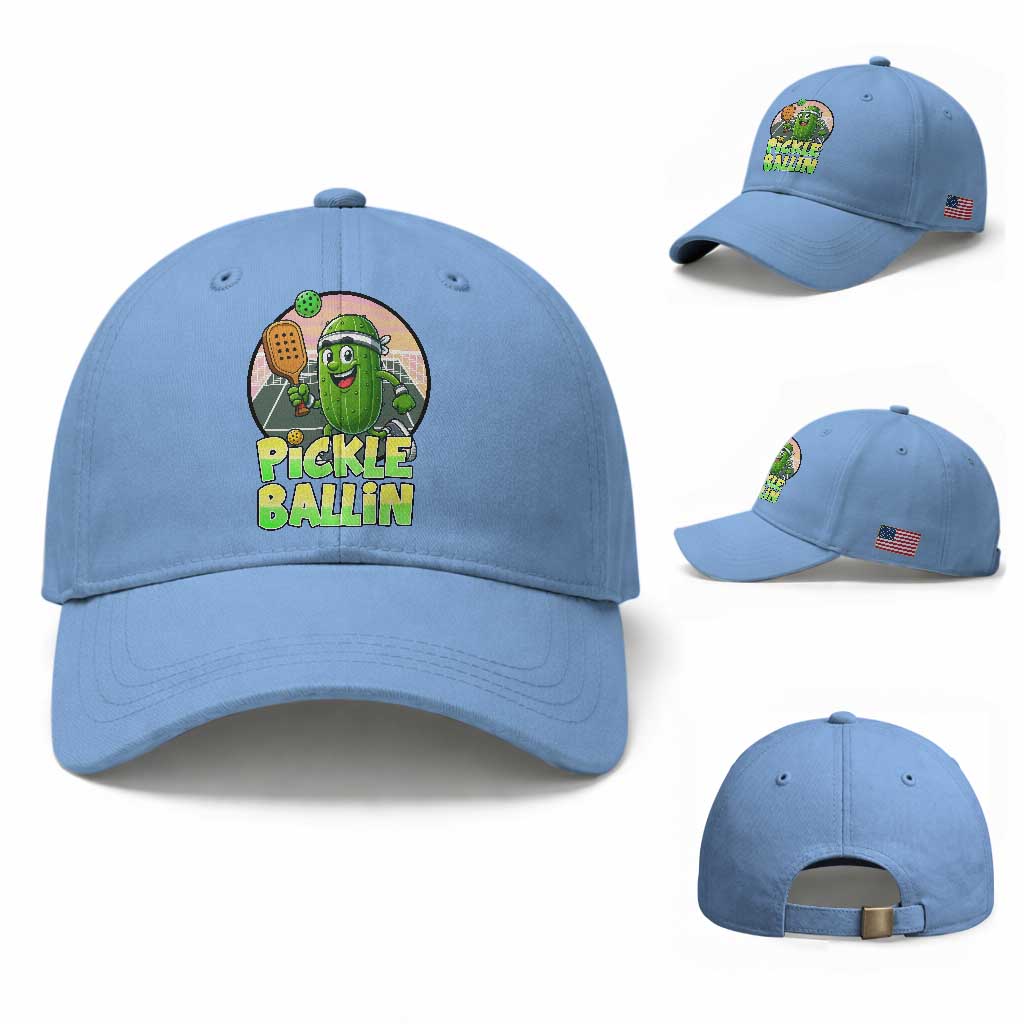 Funny Pickleball Lover Baseball Cap Pickle Ballin Quote