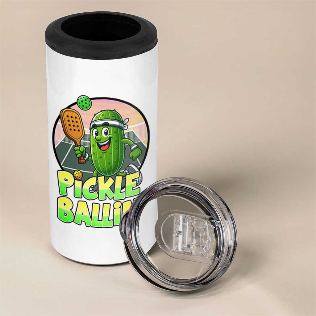 Funny Pickleball Lover 4 in 1 Can Cooler Tumbler Pickle Ballin Quote