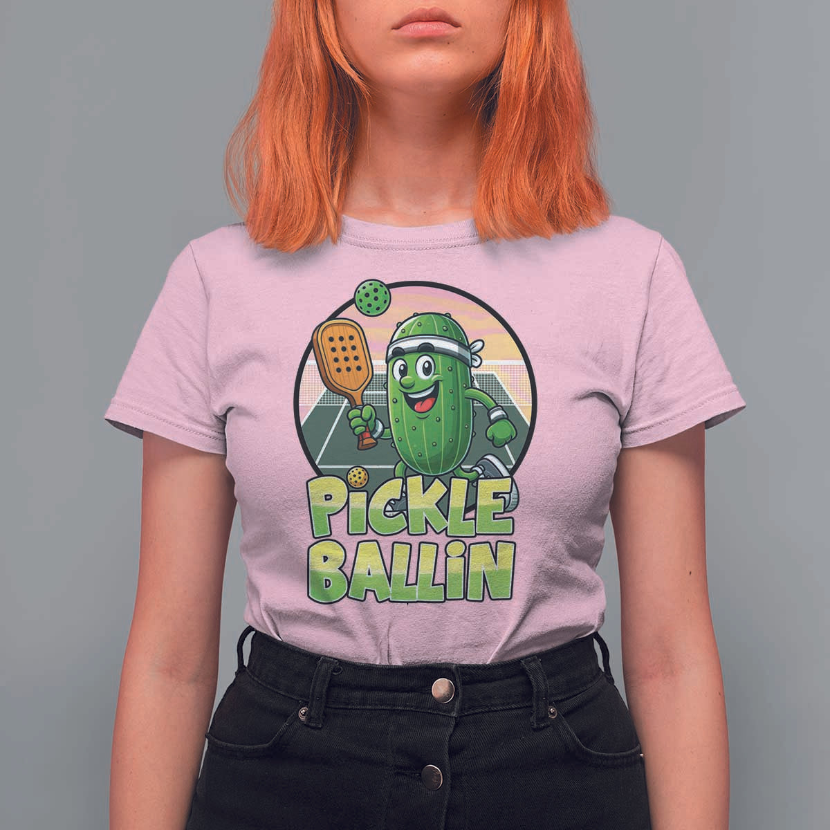 Funny Pickleball Lover T Shirt For Women Pickle Ballin Quote - Wonder Print Shop