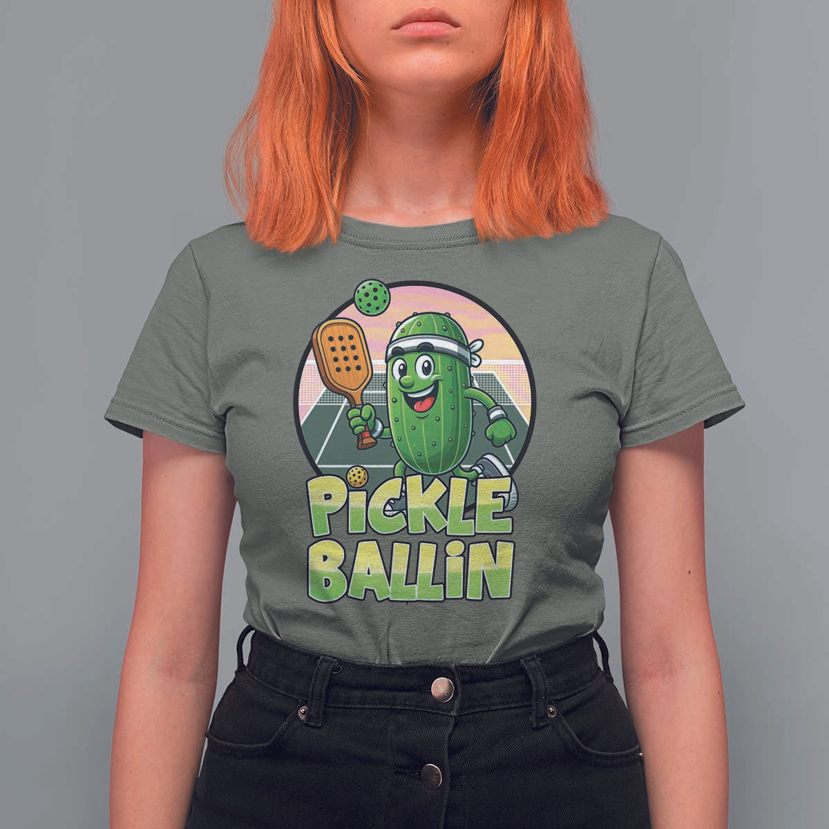 Funny Pickleball Lover T Shirt For Women Pickle Ballin Quote - Wonder Print Shop