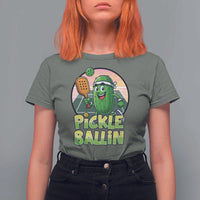Funny Pickleball Lover T Shirt For Women Pickle Ballin Quote - Wonder Print Shop