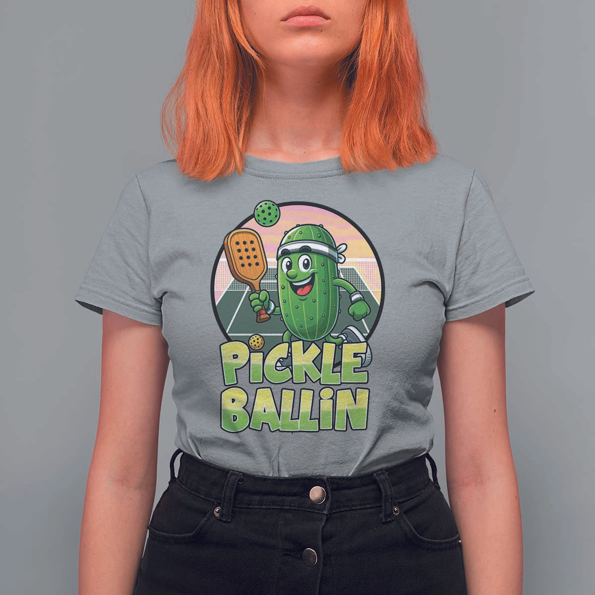 Funny Pickleball Lover T Shirt For Women Pickle Ballin Quote - Wonder Print Shop