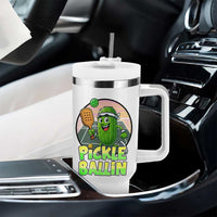 Funny Pickleball Lover Tumbler With Handle Pickle Ballin Quote