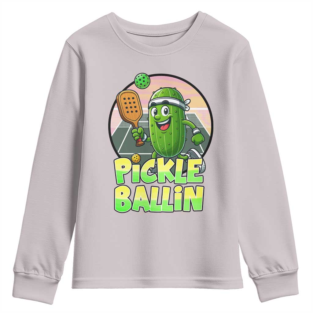 Funny Pickleball Lover Youth Sweatshirt Pickle Ballin Quote - Wonder Print Shop