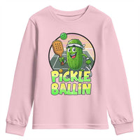 Funny Pickleball Lover Youth Sweatshirt Pickle Ballin Quote - Wonder Print Shop