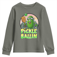 Funny Pickleball Lover Youth Sweatshirt Pickle Ballin Quote - Wonder Print Shop