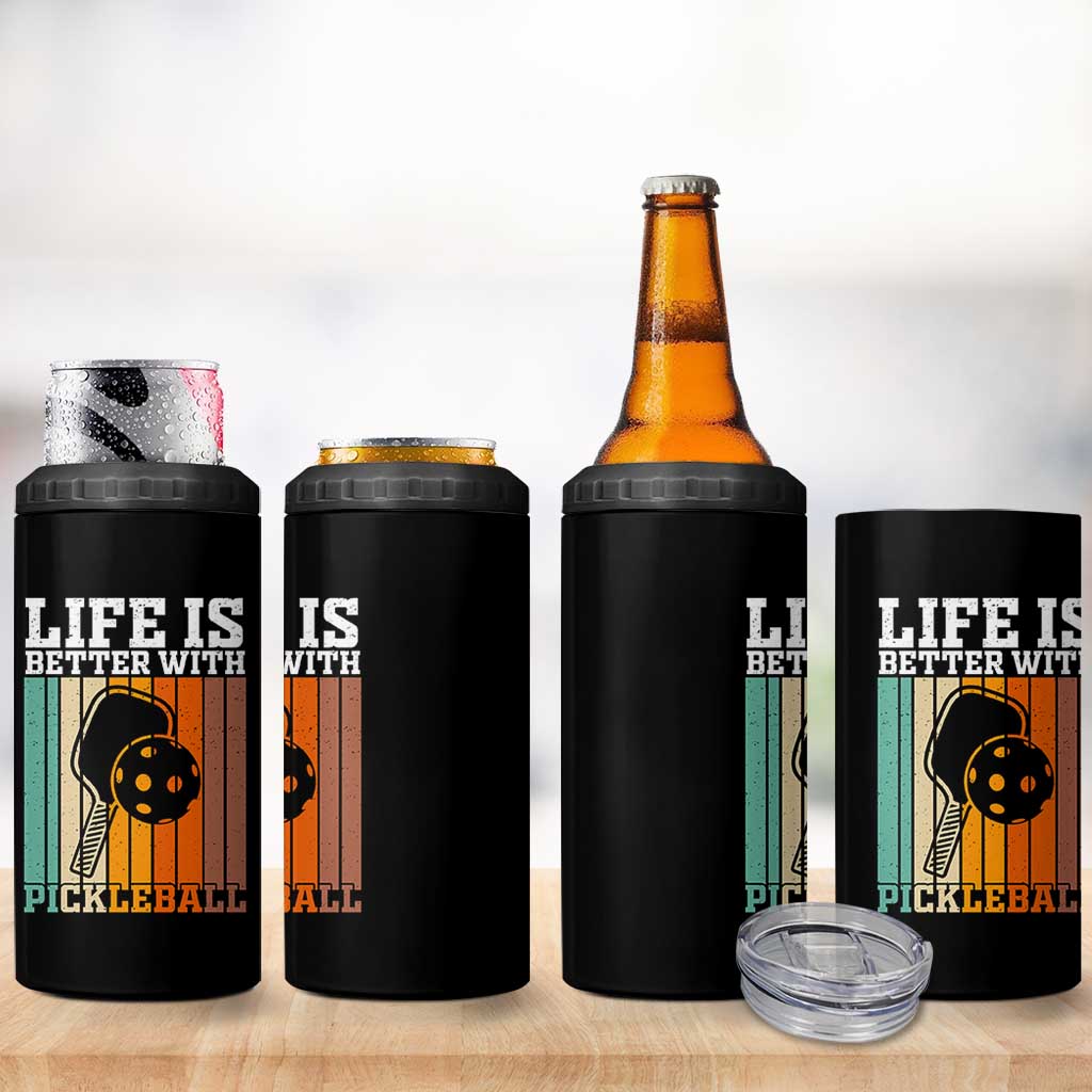 Life Is Better With Pickleball 4 in 1 Can Cooler Tumbler Funny Dink Saying