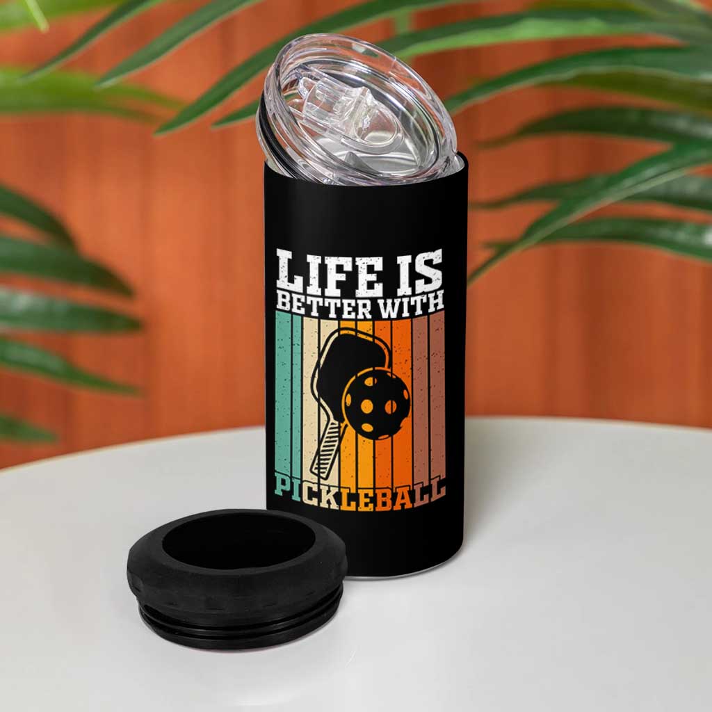 Life Is Better With Pickleball 4 in 1 Can Cooler Tumbler Funny Dink Saying
