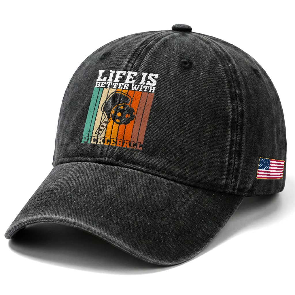 Life Is Better With Pickleball Washed Cotton Baseball Cap Funny Dink Saying
