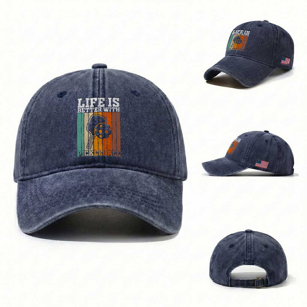 Life Is Better With Pickleball Washed Cotton Baseball Cap Funny Dink Saying