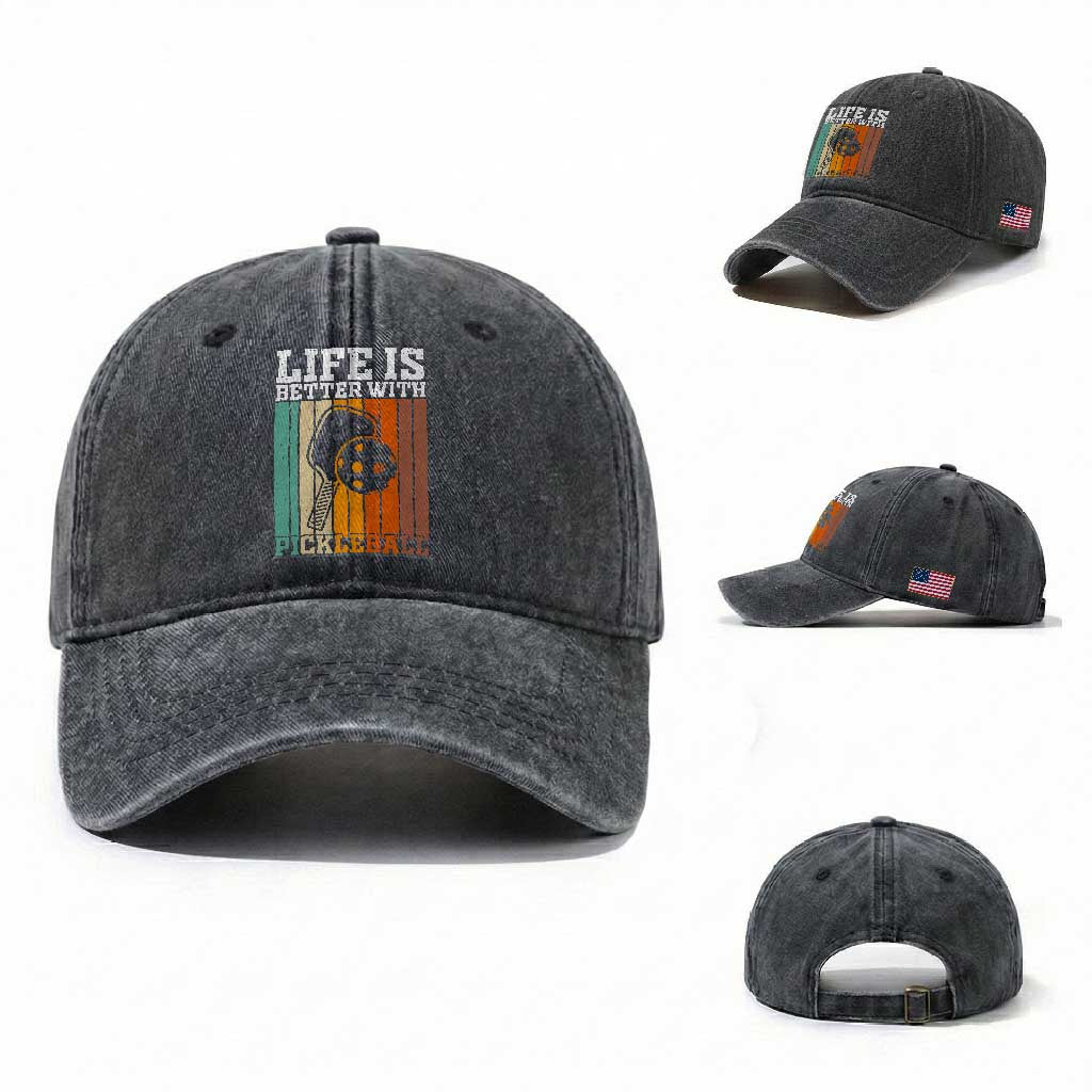 Life Is Better With Pickleball Washed Cotton Baseball Cap Funny Dink Saying