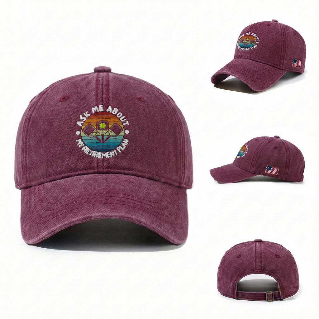 My Retirement Plan Washed Cotton Baseball Cap Funny Pickleball Gift