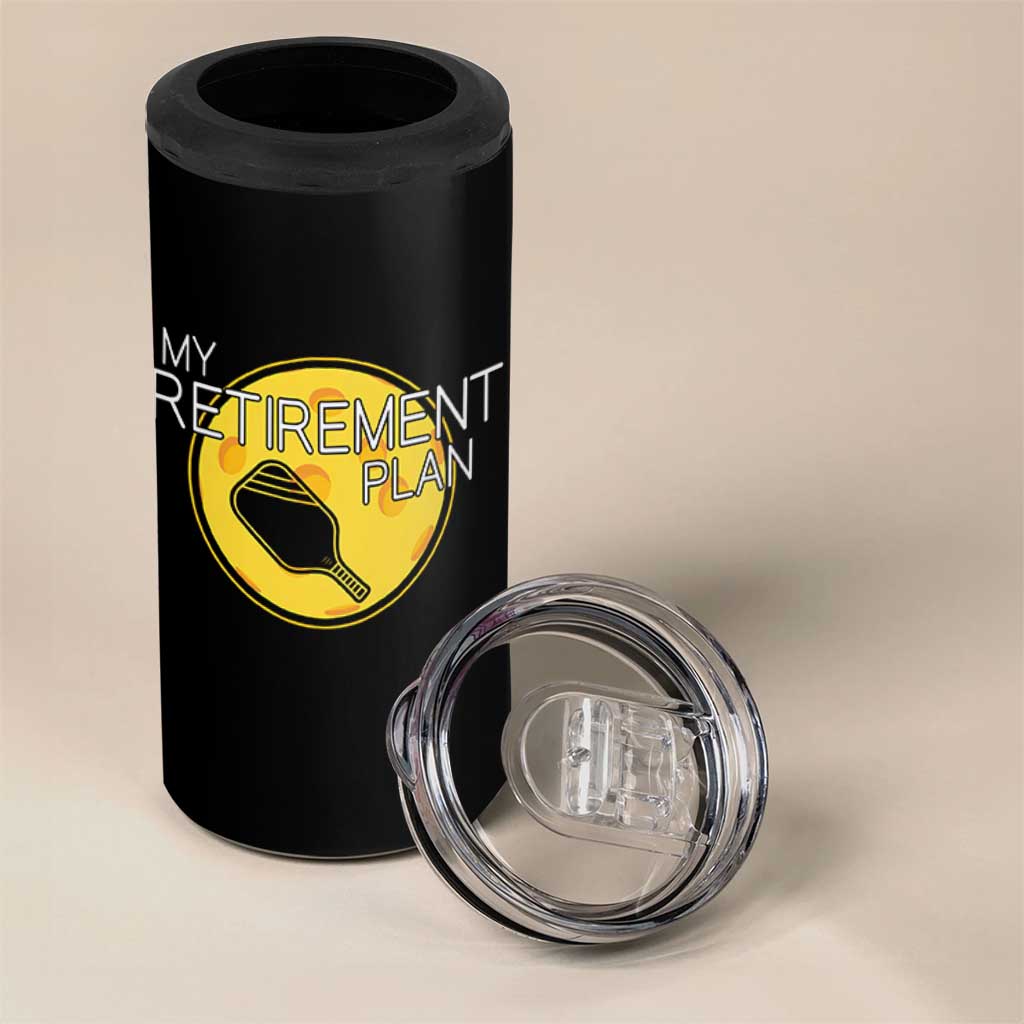 Funny Retirement Plan 4 in 1 Can Cooler Tumbler Pickleball Gift For Lovers