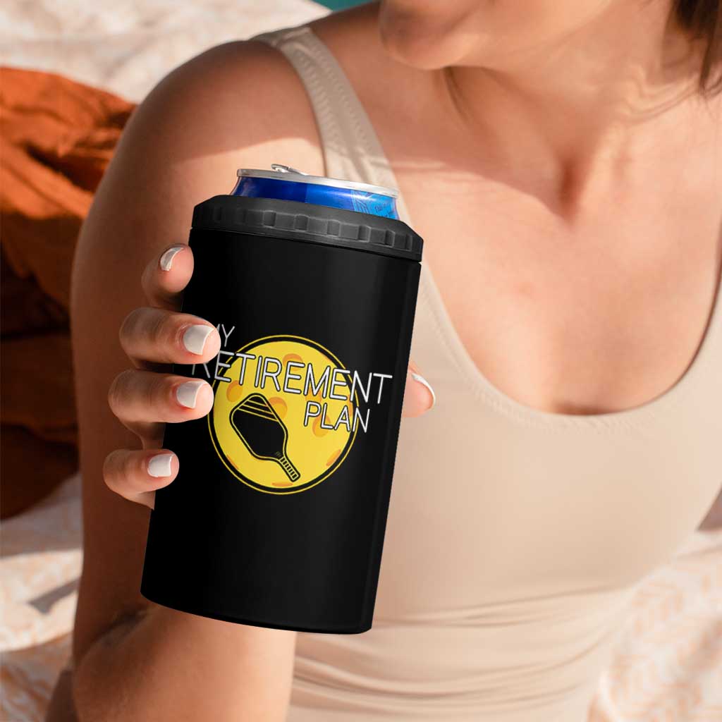Funny Retirement Plan 4 in 1 Can Cooler Tumbler Pickleball Gift For Lovers