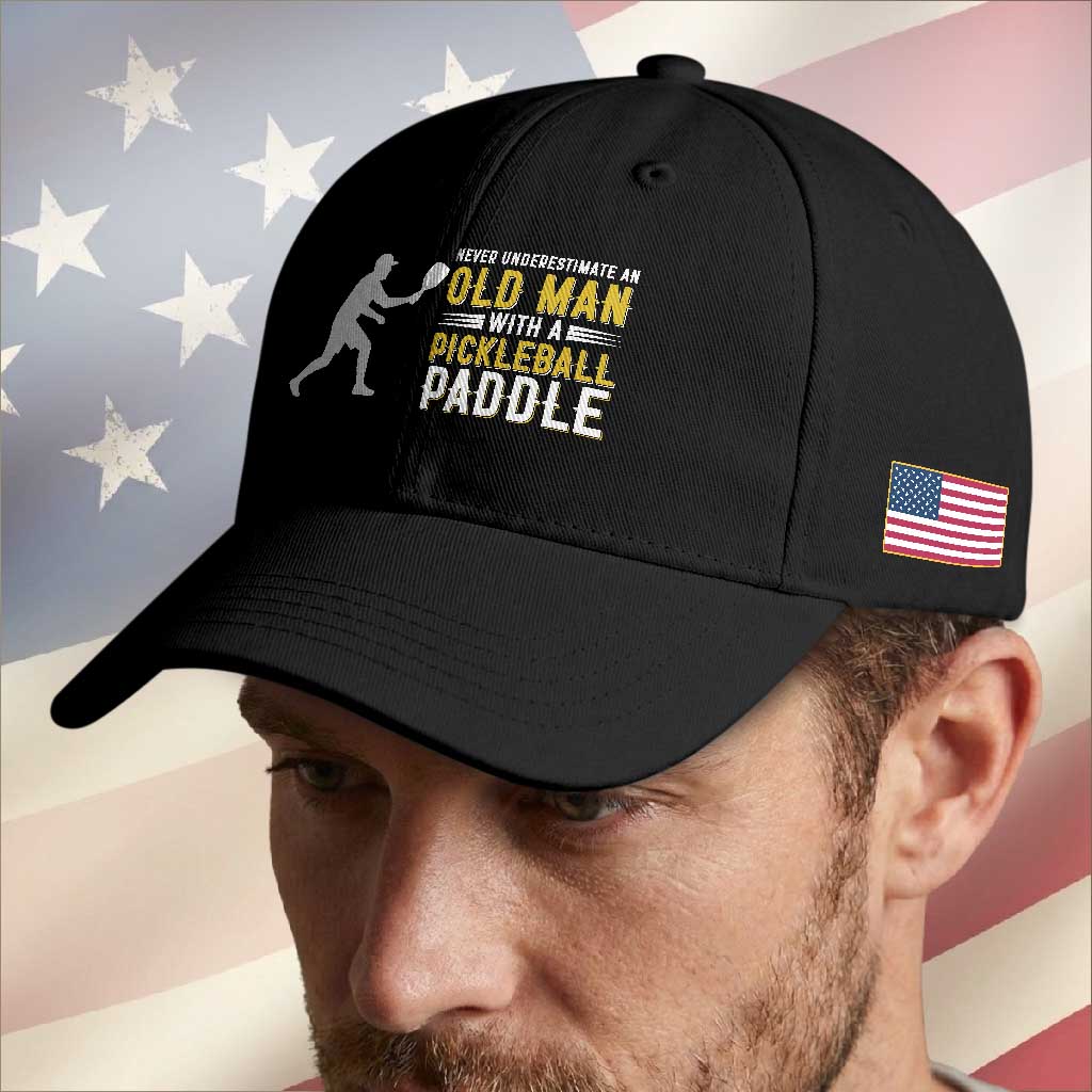 Funny Pickleball Lover Baseball Cap Never Underestimate Old Man