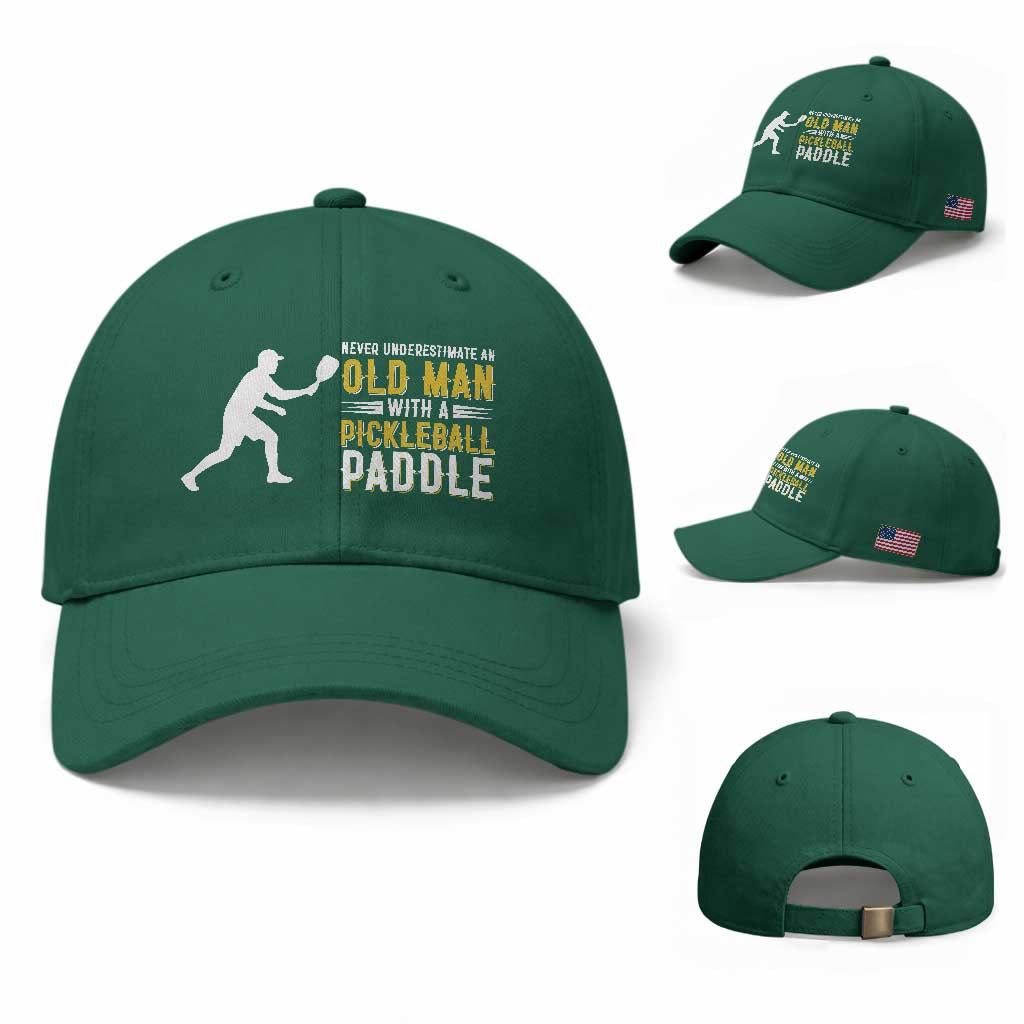 Funny Pickleball Lover Baseball Cap Never Underestimate Old Man