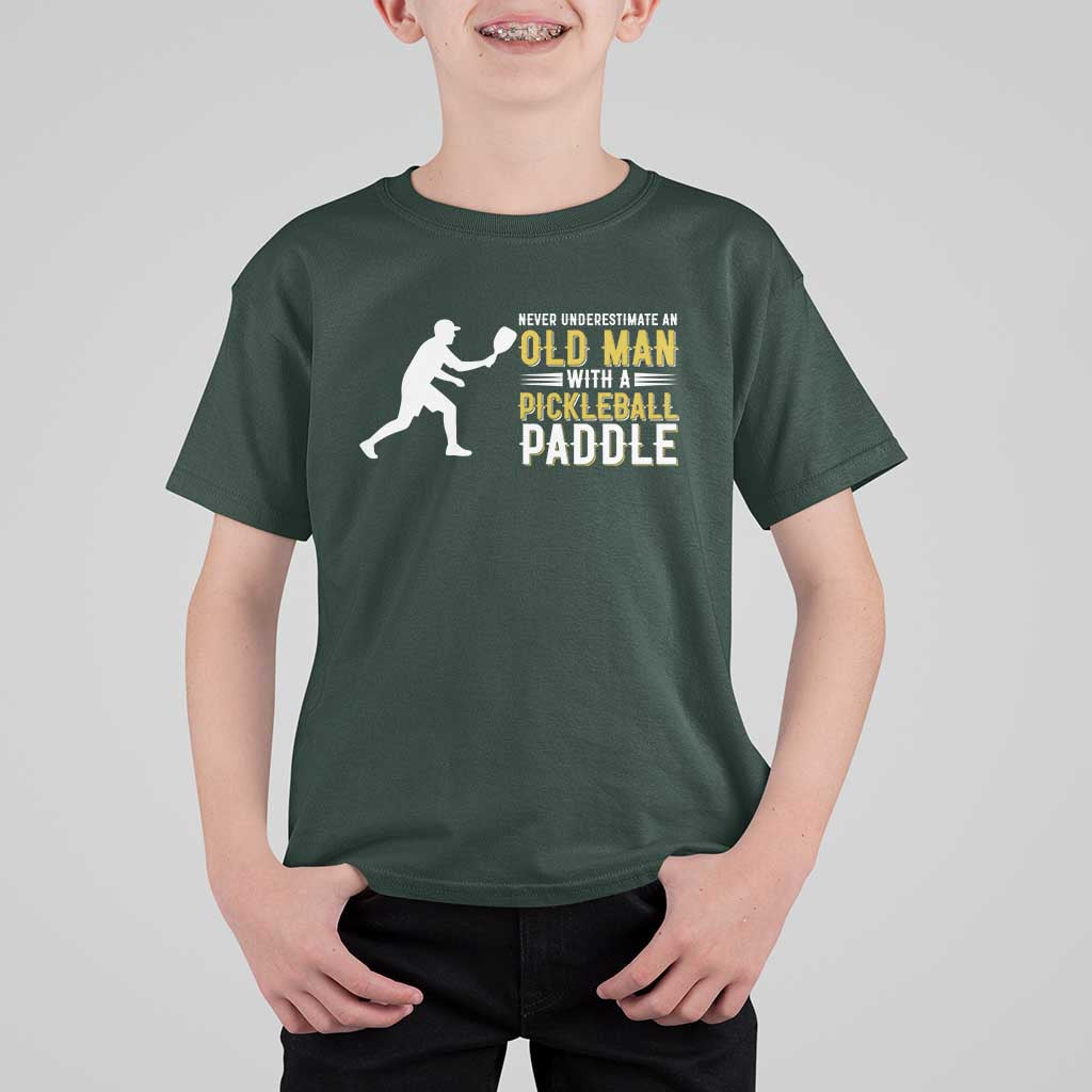 Funny Pickleball Lover T Shirt For Kid Never Underestimate Old Man - Wonder Print Shop