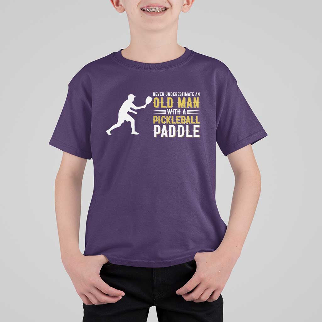 Funny Pickleball Lover T Shirt For Kid Never Underestimate Old Man - Wonder Print Shop