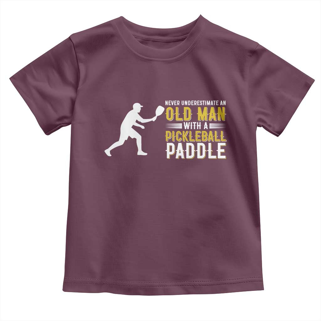 Funny Pickleball Lover Toddler T Shirt Never Underestimate Old Man - Wonder Print Shop