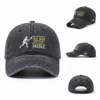 Funny Pickleball Lover Washed Cotton Baseball Cap Never Underestimate Old Man