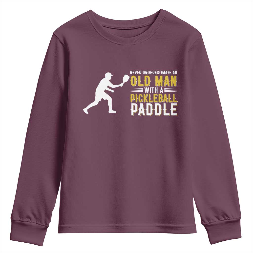 Funny Pickleball Lover Youth Sweatshirt Never Underestimate Old Man - Wonder Print Shop