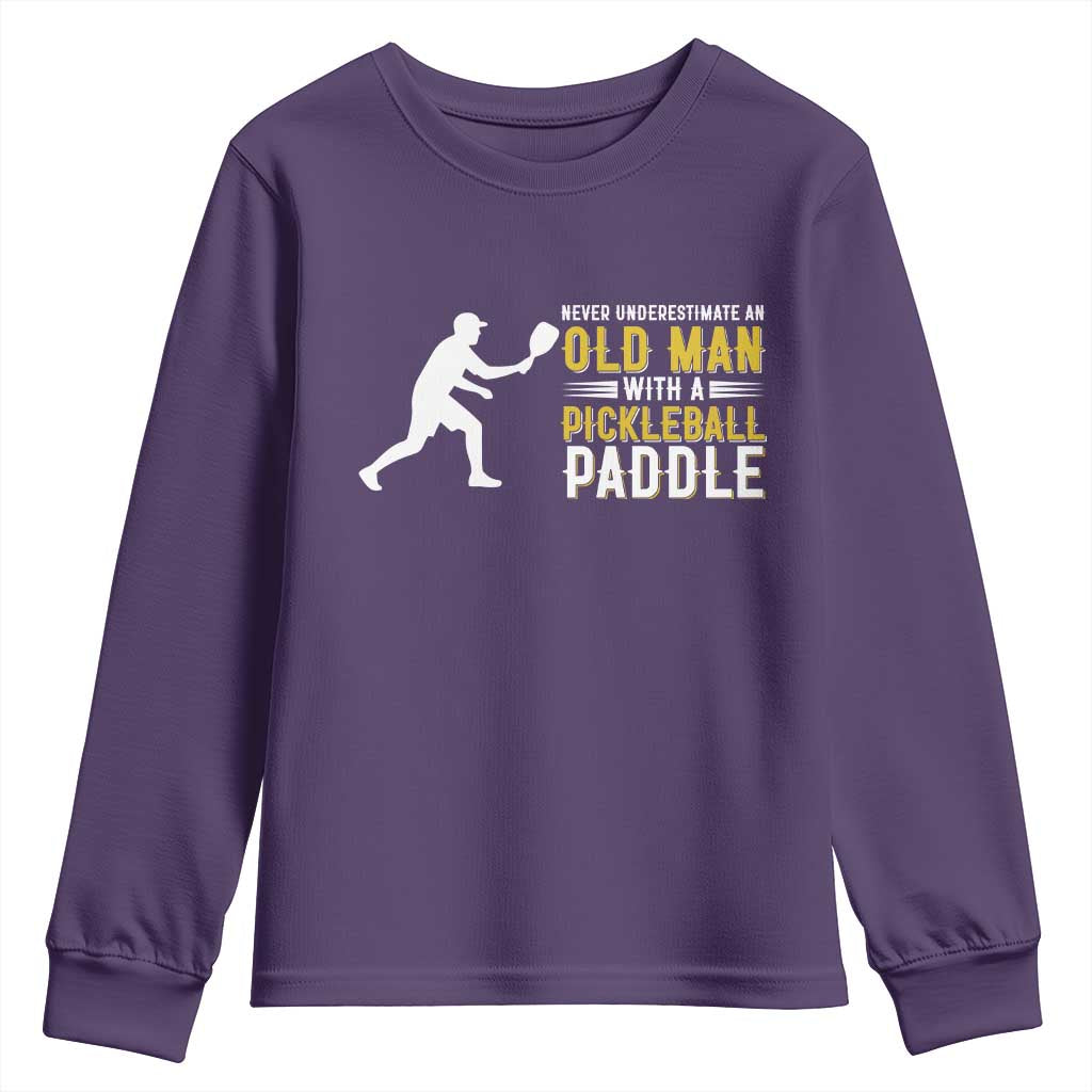 Funny Pickleball Lover Youth Sweatshirt Never Underestimate Old Man - Wonder Print Shop
