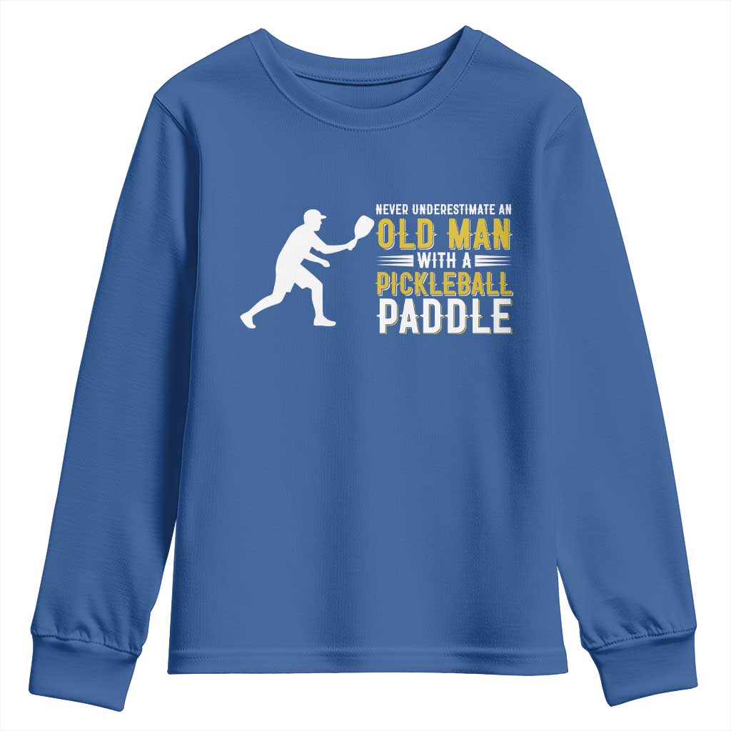 Funny Pickleball Lover Youth Sweatshirt Never Underestimate Old Man - Wonder Print Shop